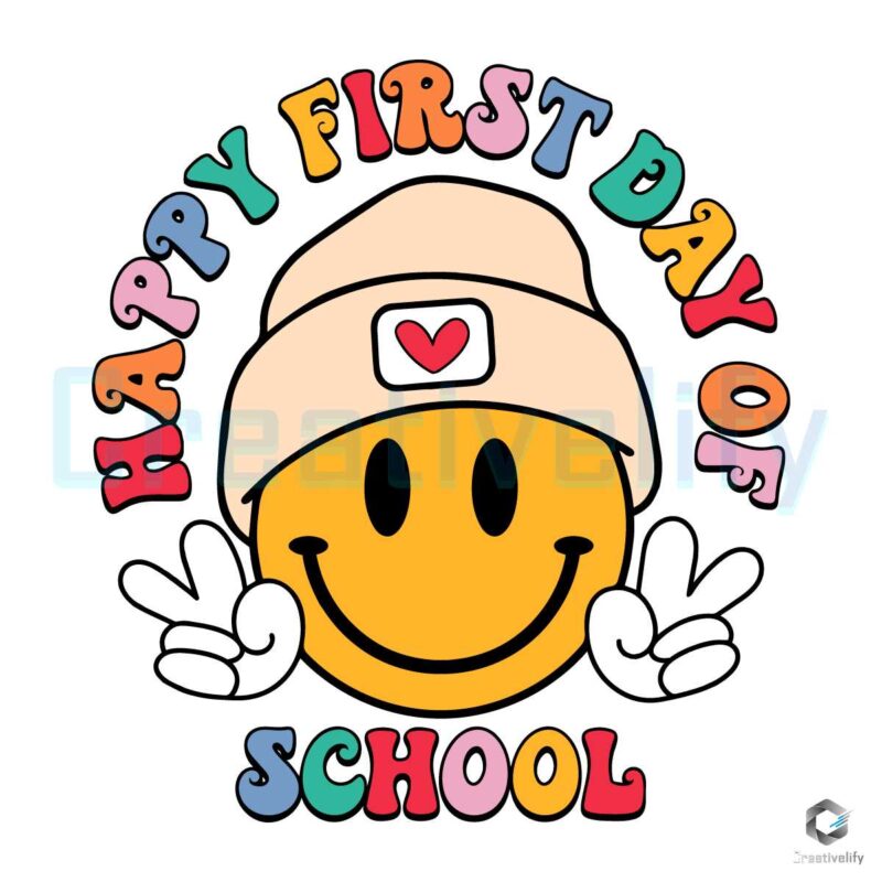 Happy First Day Of School Smiley Face SVG