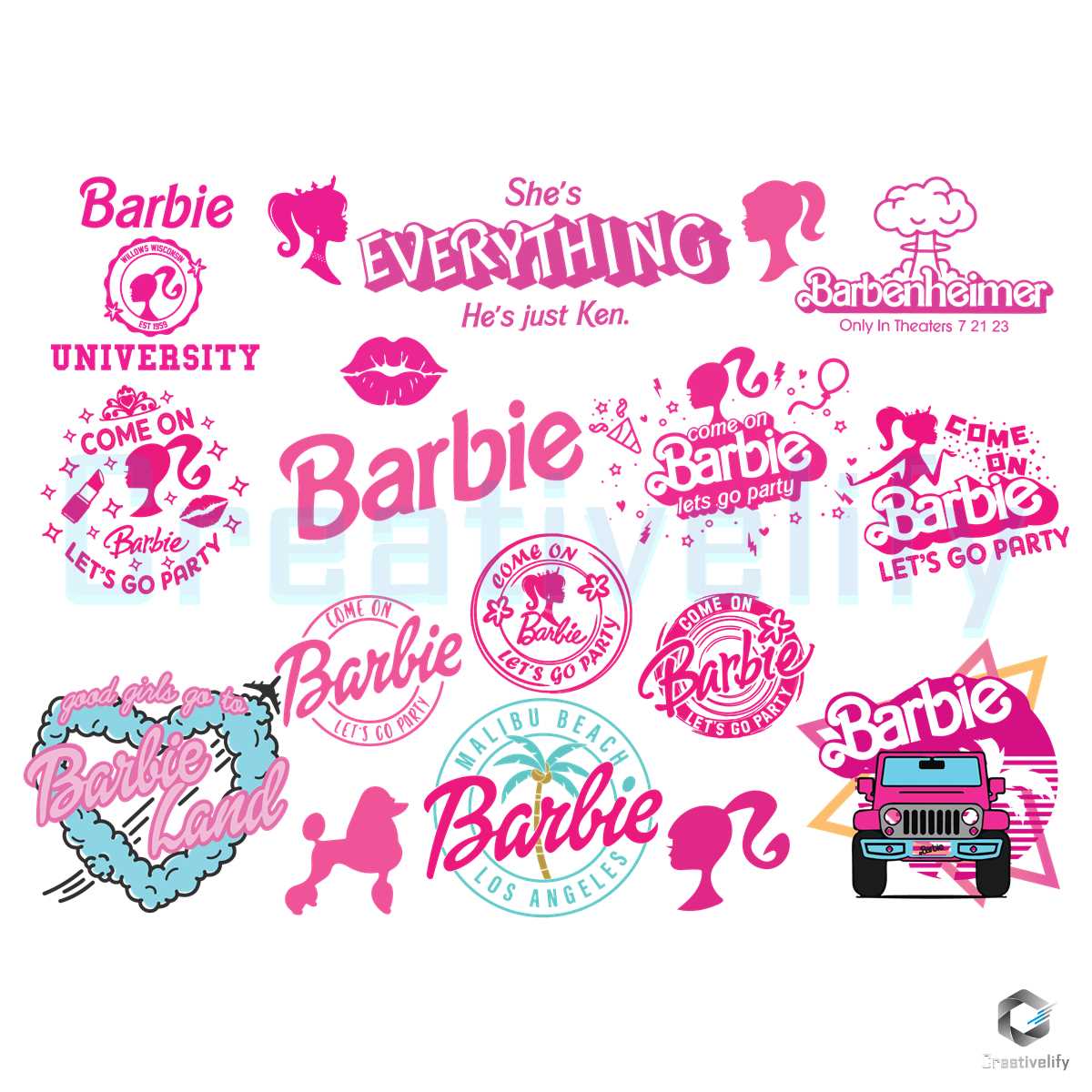 Barbie Movie Svg Bundle SVG Files Digital Download - CreativeLify