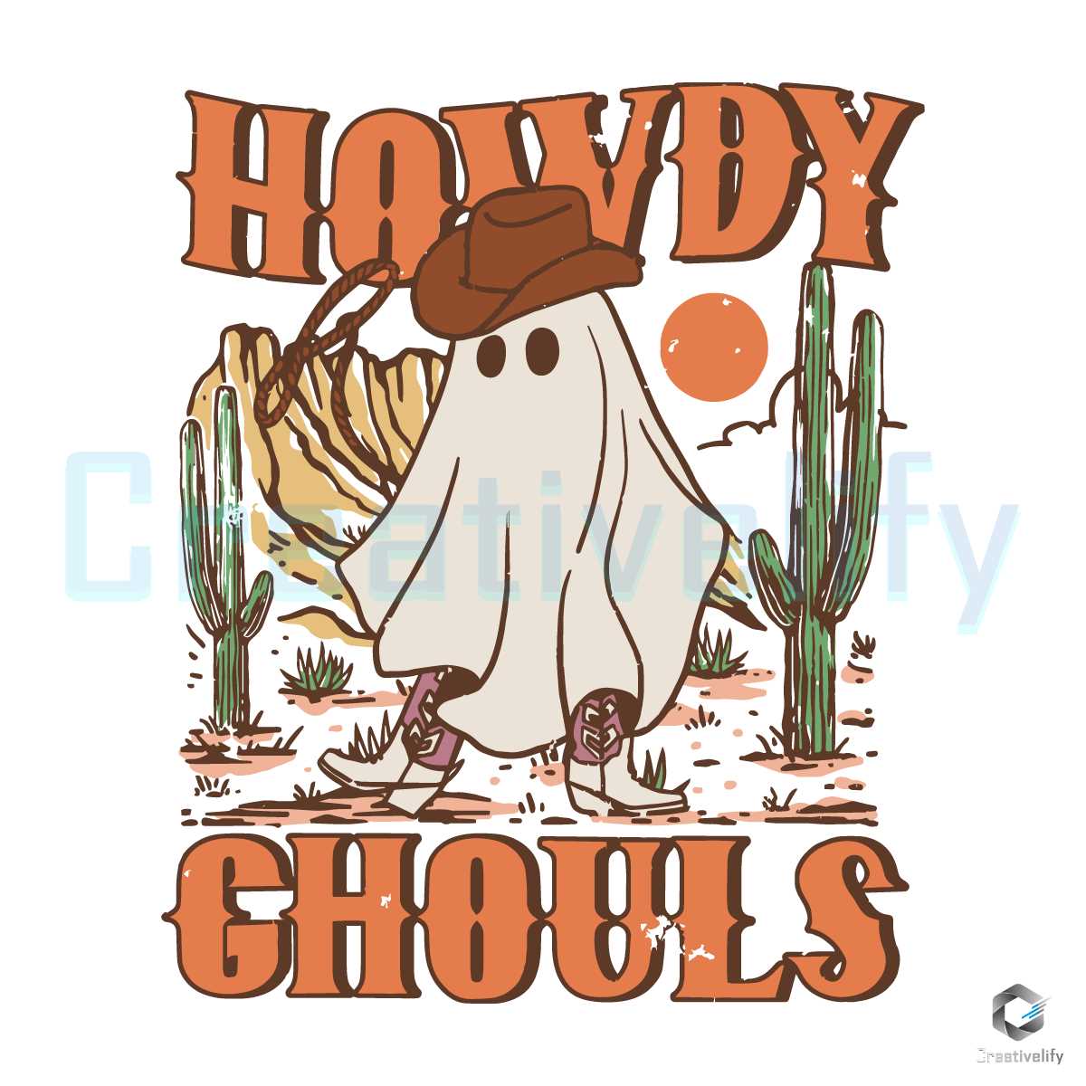 Howdy Ghouls Halloween SVG Rerto Western Cowboy File - CreativeLify