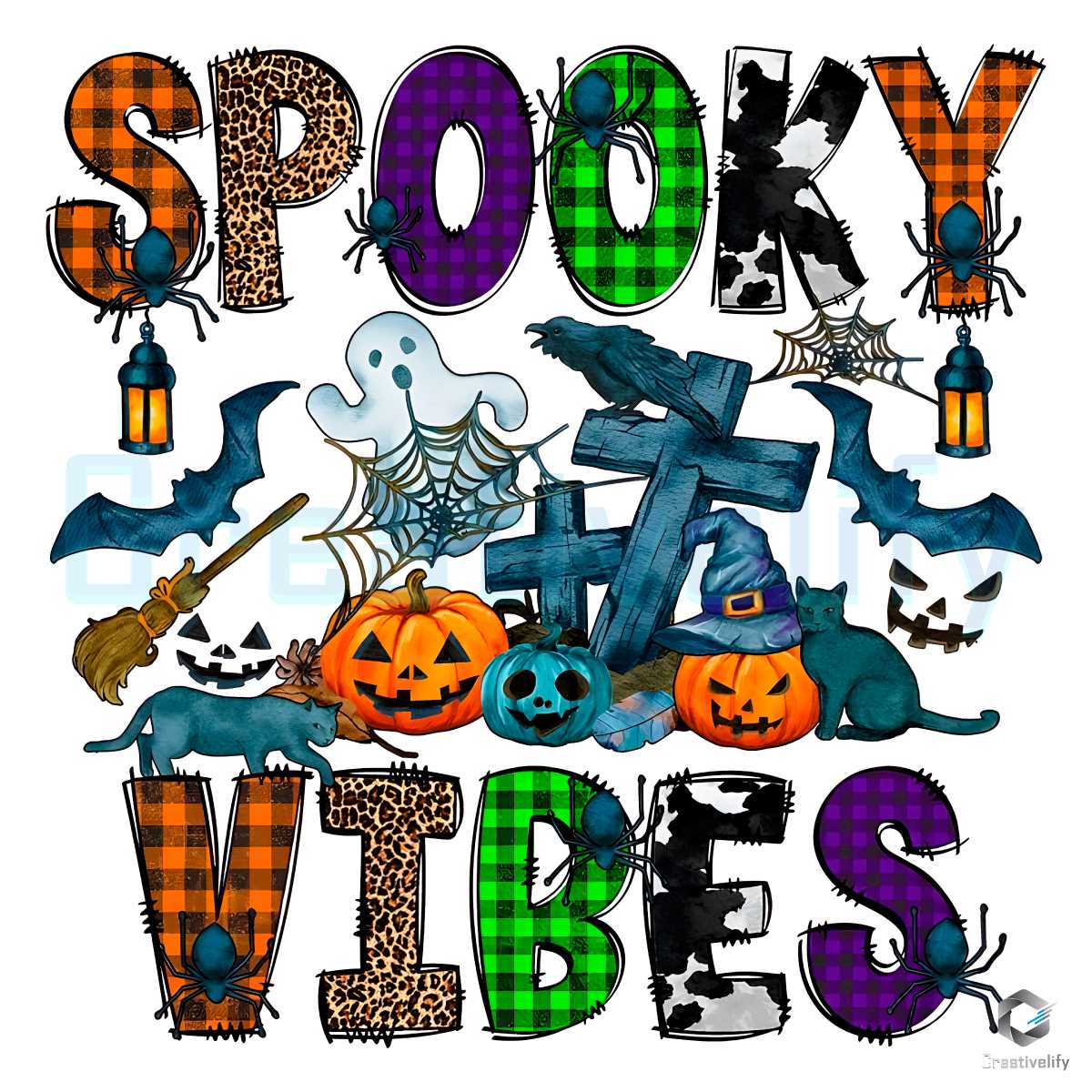 Spooky Vibes Leopard Halloween Png Pumpkin File - CreativeLify