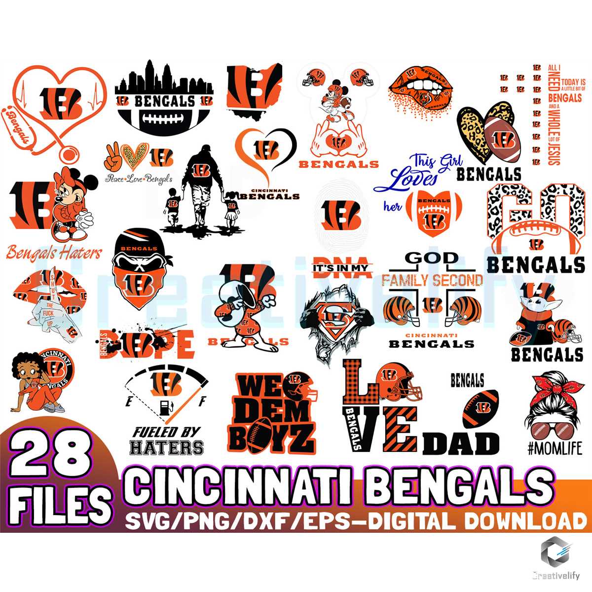 Cincinnati Bengals Svg Bundle Instant Download - CreativeLify