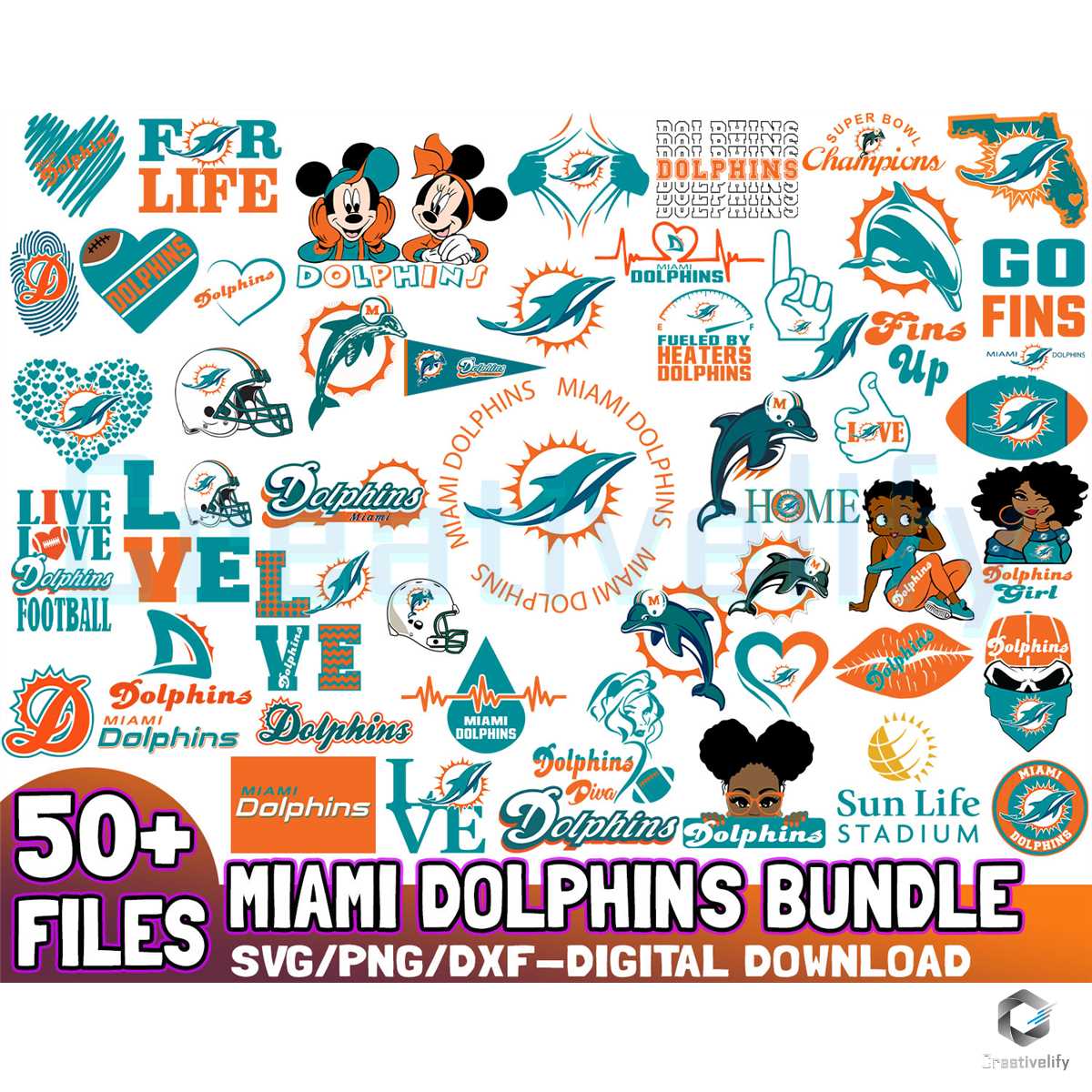 Miami Dolphins Svg Bundle Files For Cricut - CreativeLify