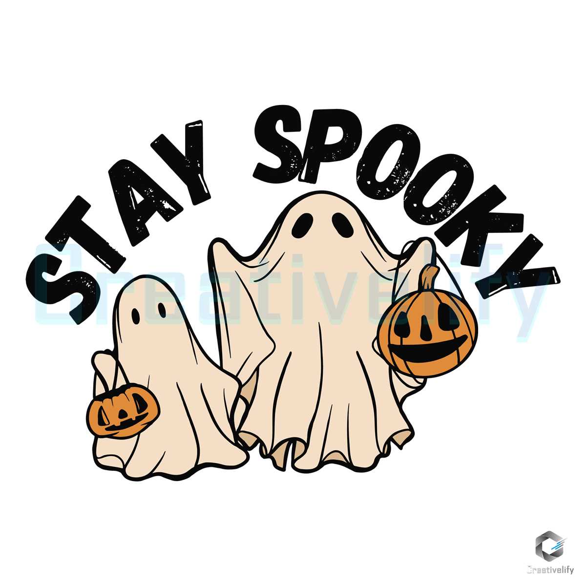 Stay Spooky Halloween SVG Pumpkin And Ghost Design - CreativeLify