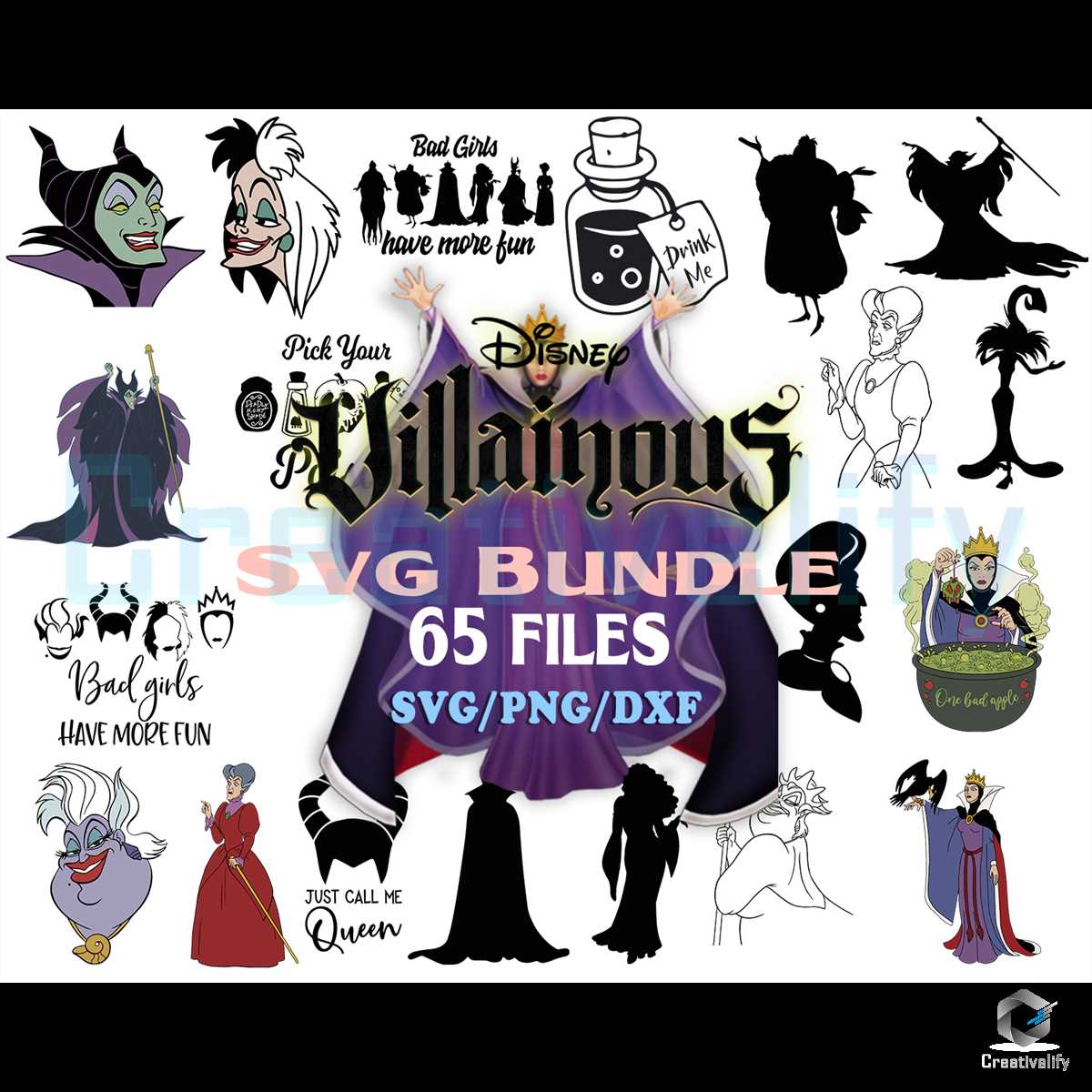 65 Files Disney Villains Bundle Svg Digital Download Creativelify