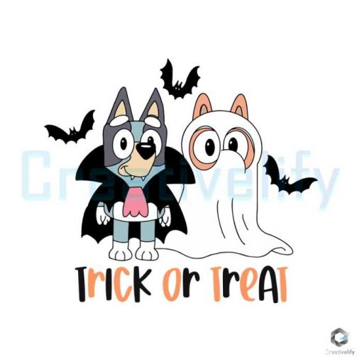 Bluey Ghost And Vampire Trick Or Treat SVG