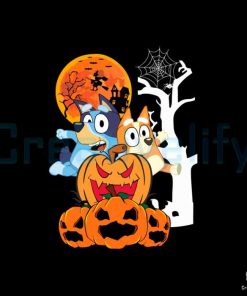 Bluey And Pumpkin Spooky Vibes SVG