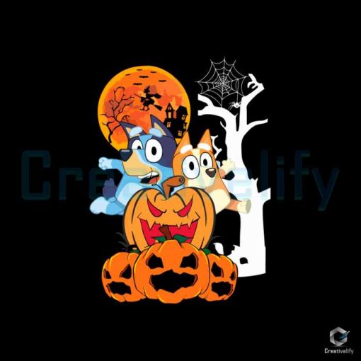 Bluey And Pumpkin Spooky Vibes SVG