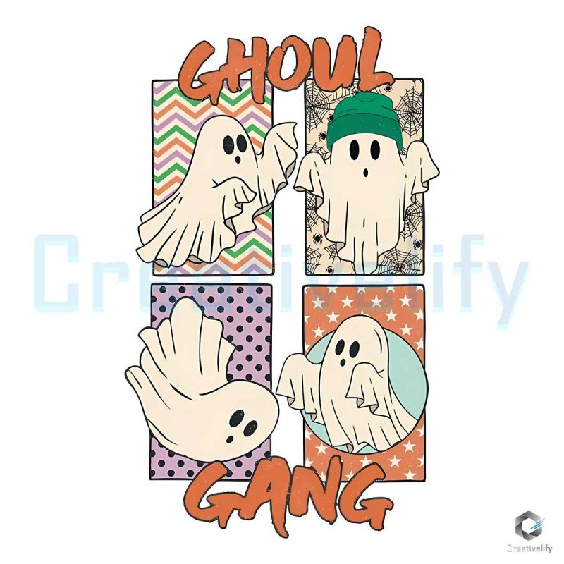 Retro Halloween Ghoul Gang PNG File