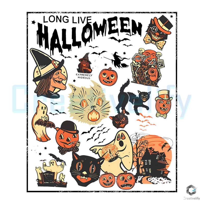Long Live Halloween Vintage Png File Sublimation