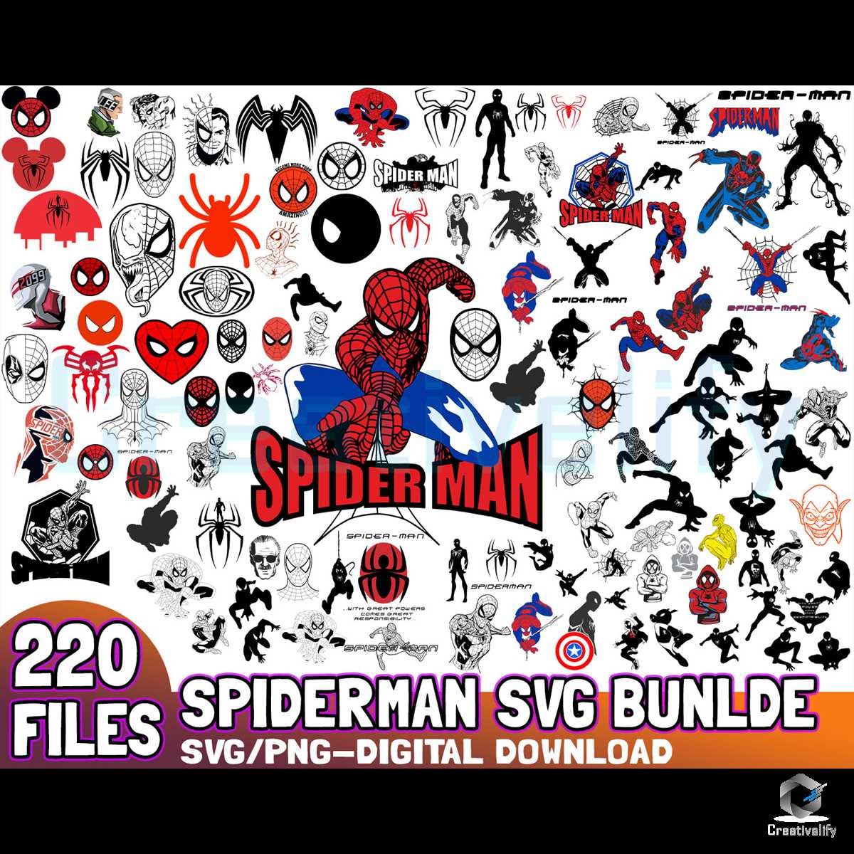 220 Files Spiderman SVG Bunlde Digital Download - CreativeLify