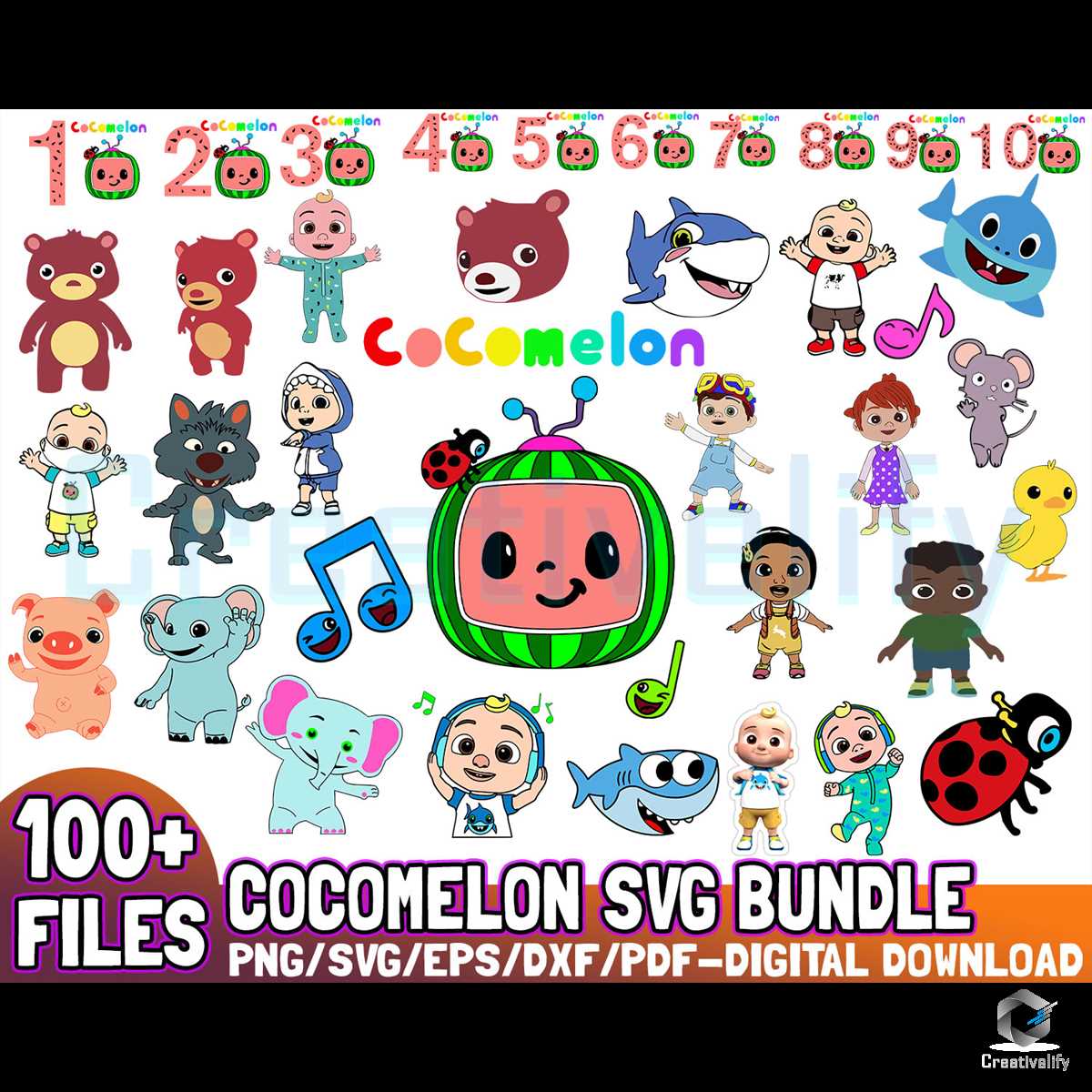 100 Files Cocomelon Bundle SVG Design - CreativeLify