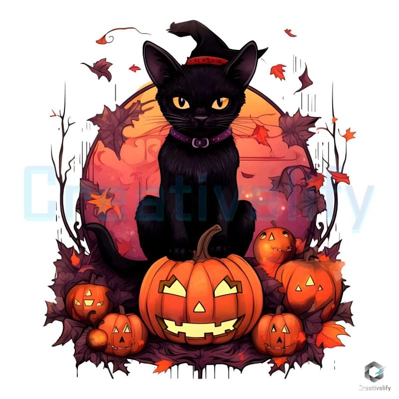 Free Halloween Black Cat PNG Digital File