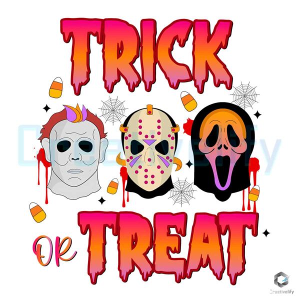 retro-trick-or-treat-horror-characters-scream-png-download