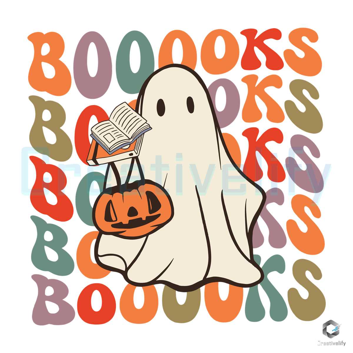 Retro Ghosts Reading SVG Halloween Teacher Librarian File - CreativeLify