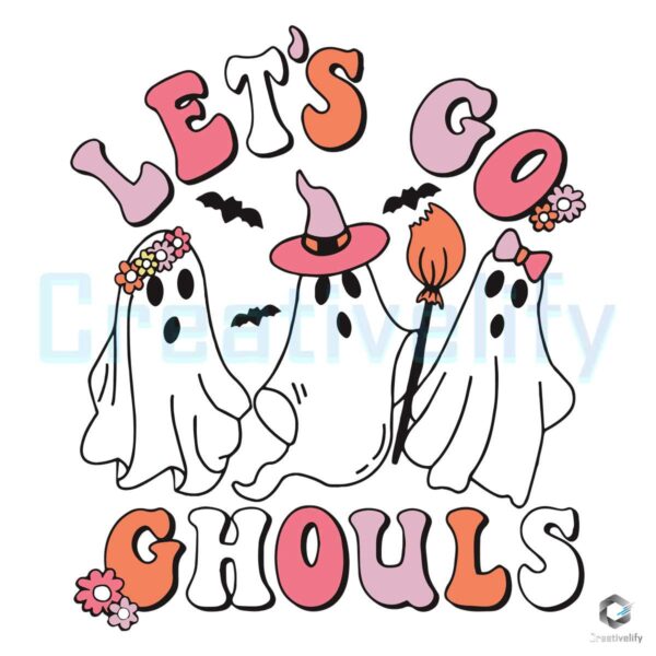 Lets Go Ghouls Floral Halloween Party SVG Digital