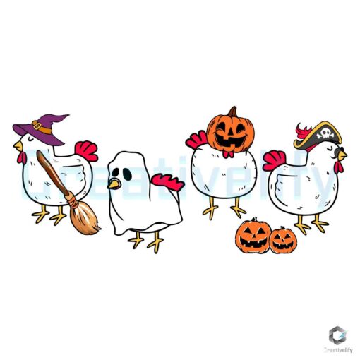 Chicken Spooky Halloween Pumpkin SVG