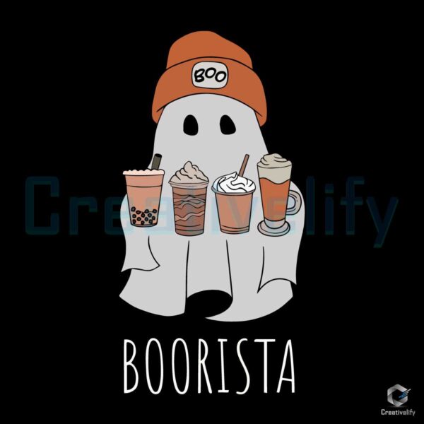 Free Boorista Ghost With Coffee Spooky SVG