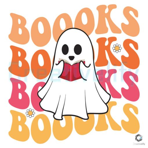 Ghost Halloween For Books Lover SVG File