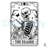 the-reader-tarot-card-skeleton-read-book-svg-digital-file