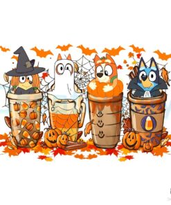Fall Bluey Coffee Drinking Cup PNG Design File