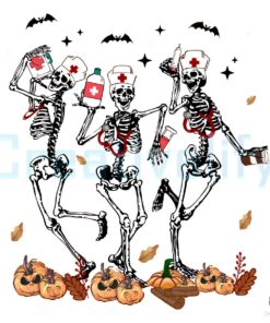 Skeleton Dancing Nurse Halloween PNG File