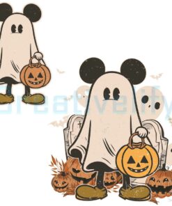 Fall Mickey Ghost Halloween Vintage SVG