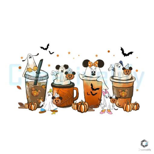 Mickey Fall Coffee Pumpkin Halloween PNG