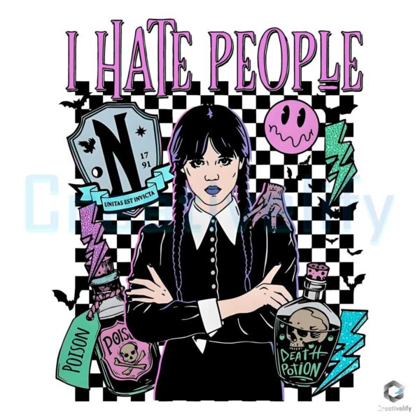 Free I Hate People Wednesday Addams PNG