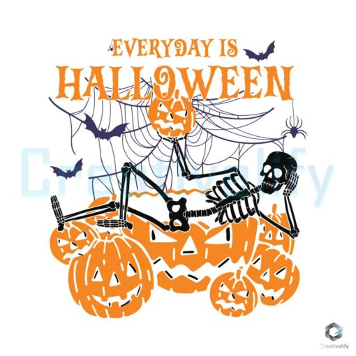 Every Day Is Halloween Pumpkin Skeleton SVG