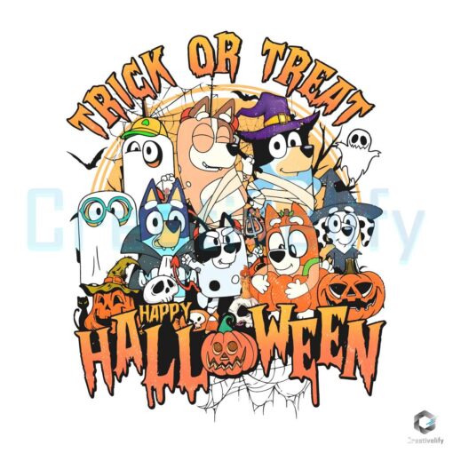 Bluey Friends Trick or Treat PNG File Sublimation