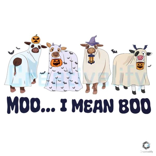 Moo I Mean Boo Cows Halloween Party PNG
