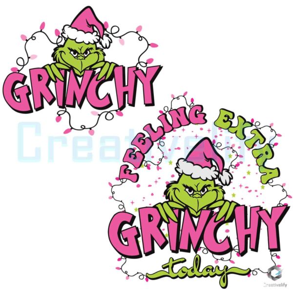 Grinch Face Preppy Retro Pink Christmas SVG Digital File