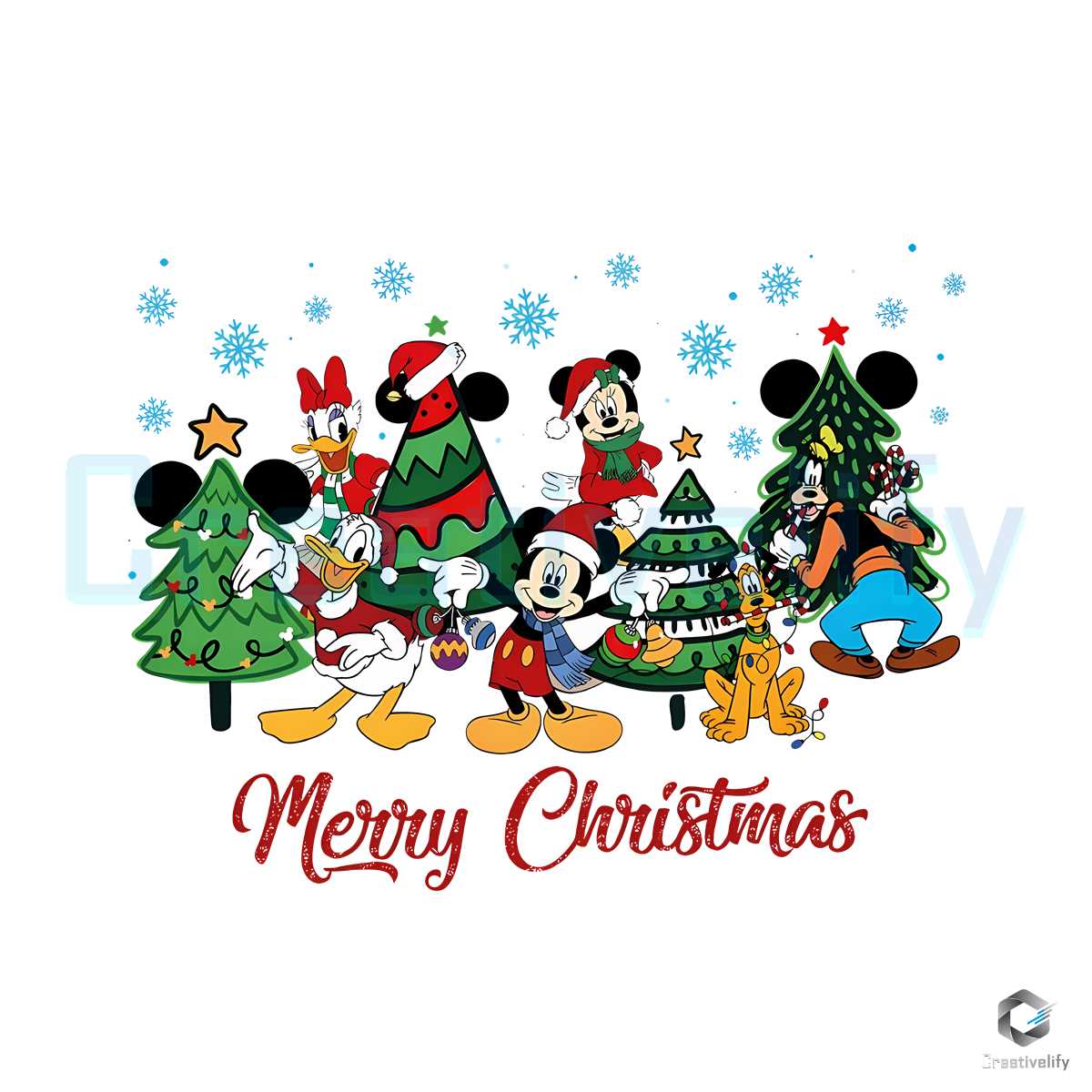 Mickey Friends Xmas PNG Retro Christmas File Download - CreativeLify