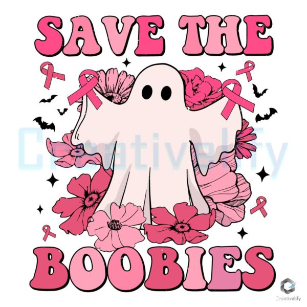 Save The Bobbies Pink Ribbon Ghost SVG File