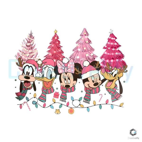 mickey-and-friends-disney-pink-christmas-tree-png-file