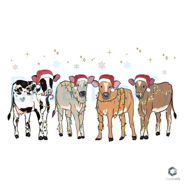 Santa Hat Christmas Cow Vintage SVG Graphic File
