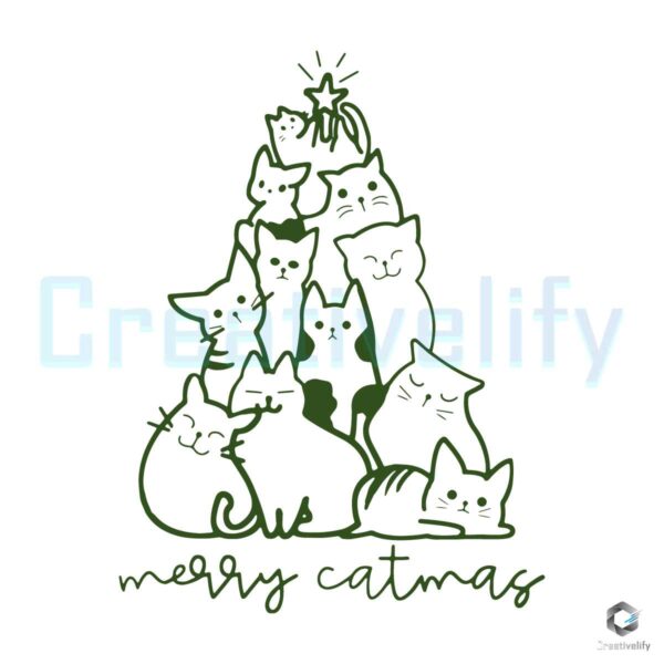 Funny Merry Christmas Catmas Tree SVG File