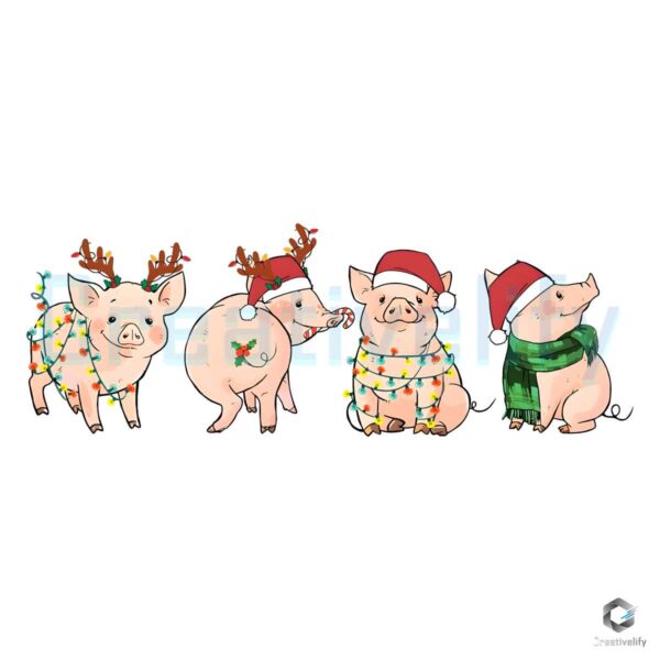 Santa Pig Christmas Stringt Light PNG File Sublimation