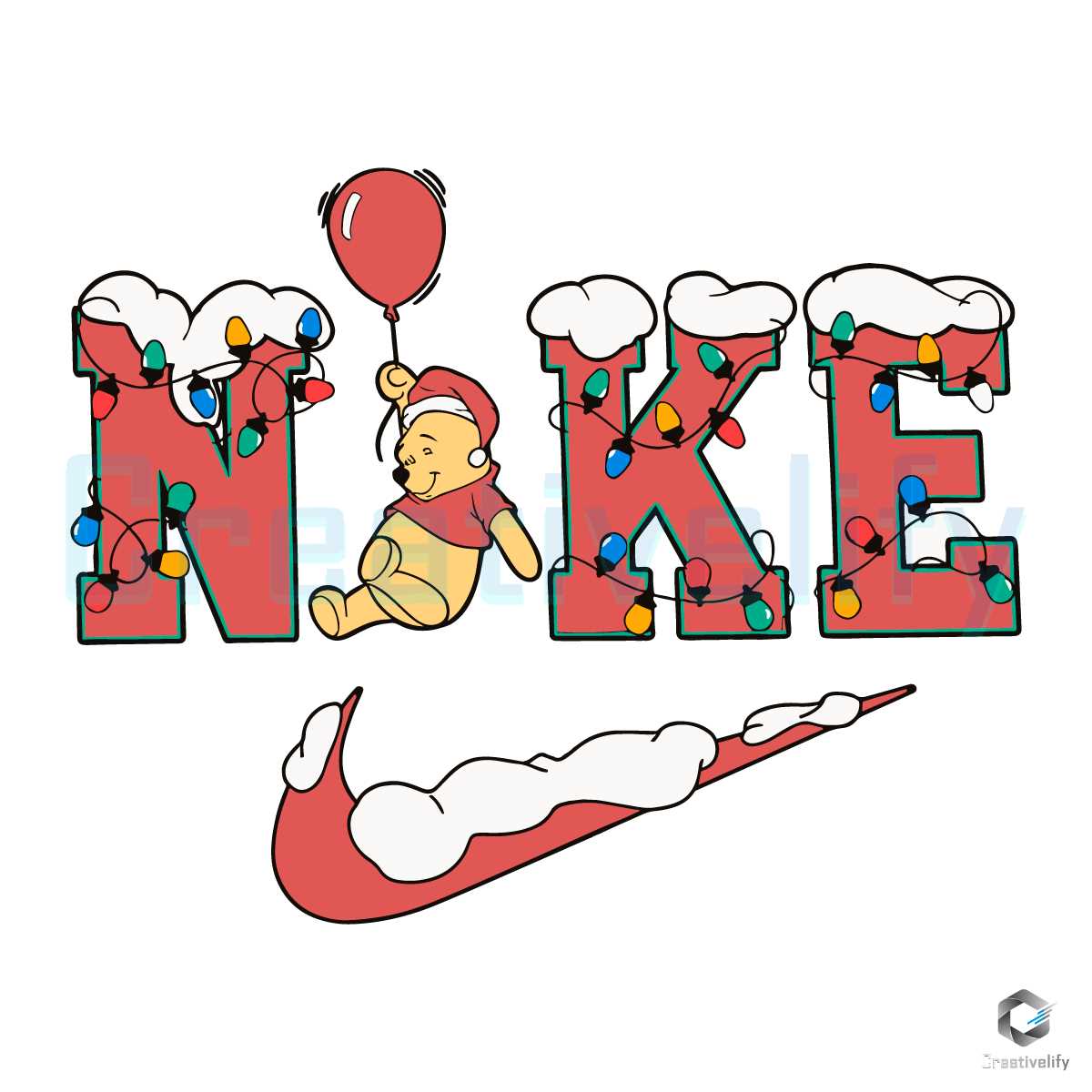Winnie The Pooh Balloon Nike SVG Christmas Vibes File Cutting ...