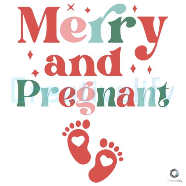 Merry Xmas And Pregnant Mom SVG File