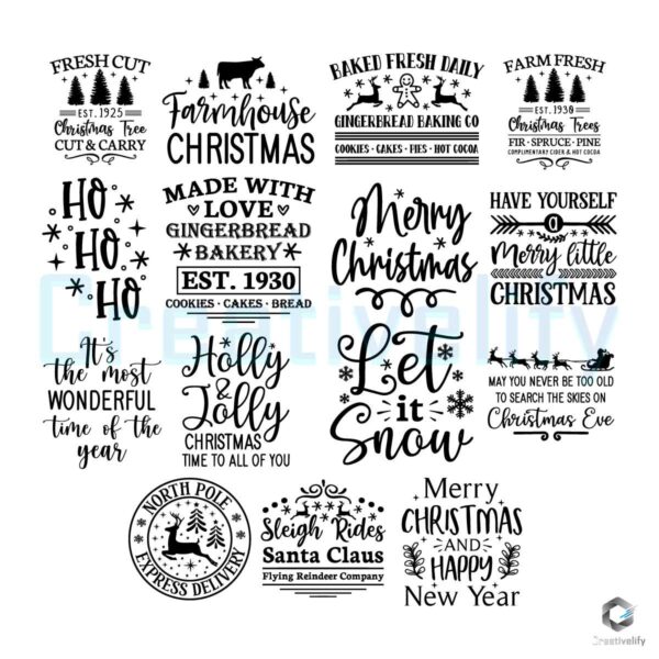 Farmhouse Christmas Movie SVG Design File Bundle