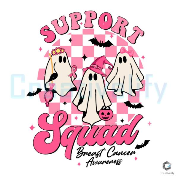 Support Squad Breast Cancer Ghost SVG File Design