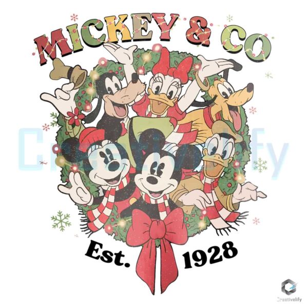 vintage-mickey-and-co-est-1928-christmas-wreath-png-file