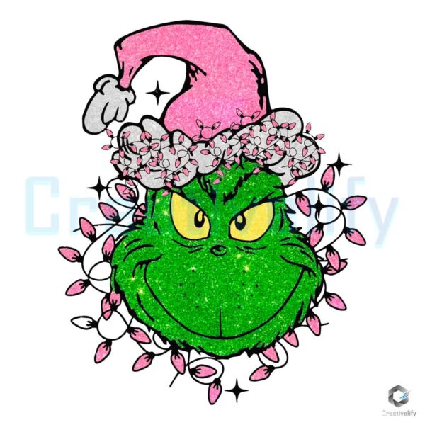 sparkly-glitter-christmas-lights-pink-grinch-png-download