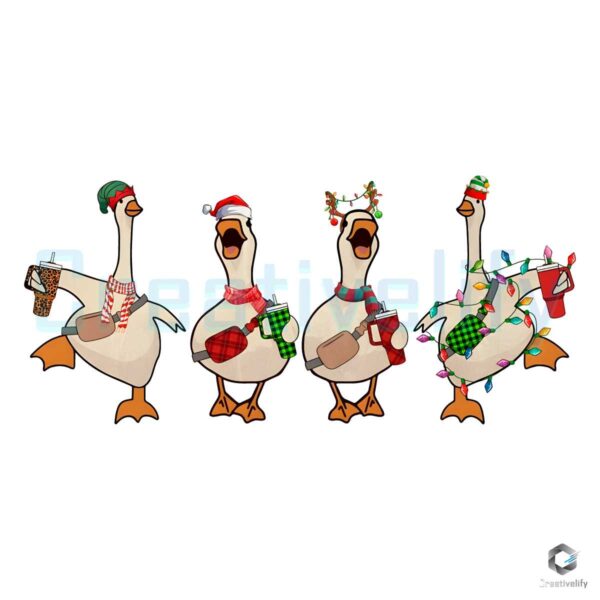 Funny Ducks Christmas Vibes PNG File Sublmation
