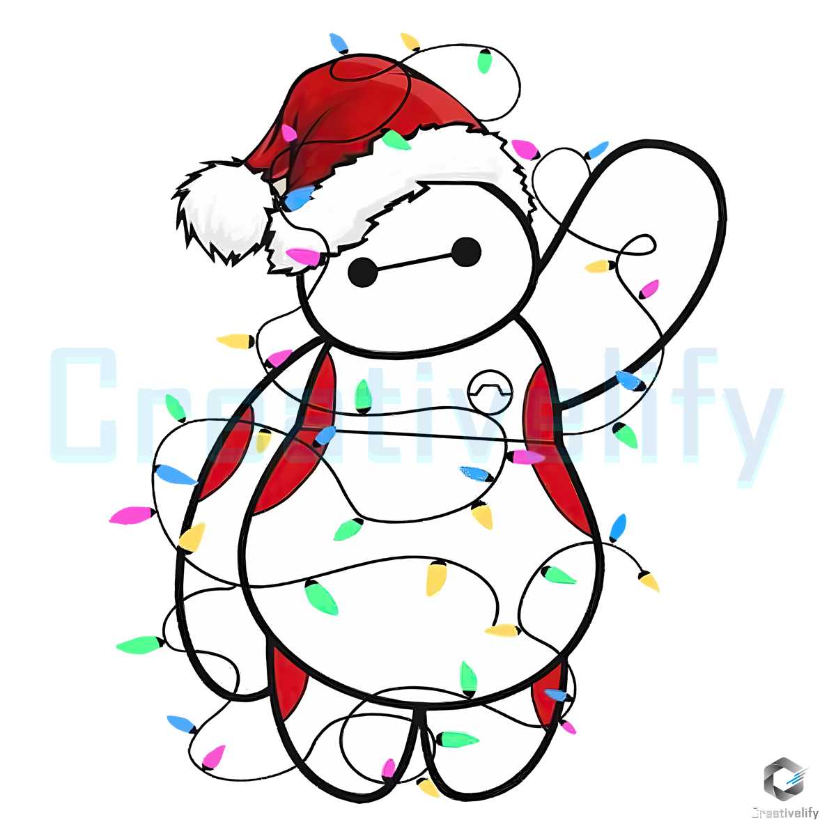 Big Hero 6 Christmas Lights PNG Cute Santa Baymax File - CreativeLify