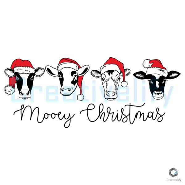 Сute Mooey Christmas Santa Hat Cow SVG File