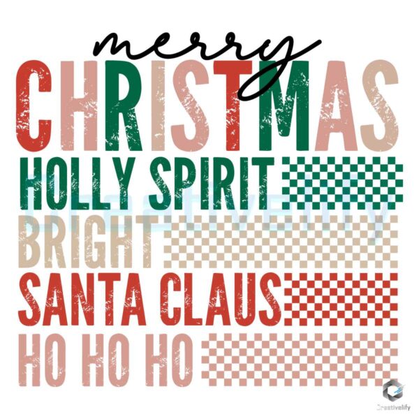 Christmas Holly Spirit Checkered SVG File Digital