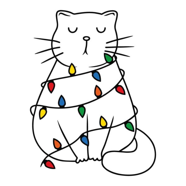 Cute Cat Christmas Lights SVG File Design