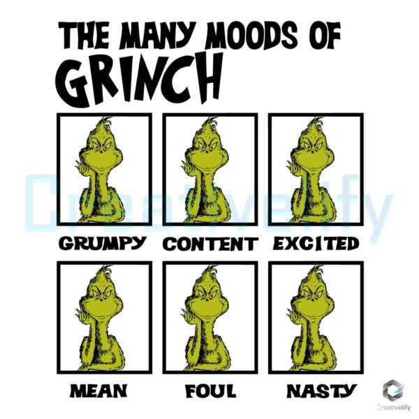 the-many-moods-of-grinch-svg-cutting-digital-file